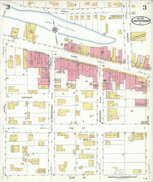 Sanborn Fire Insurance Map from Lake Providence, East Carroll Parish, Louisiana (1923), Sheet #0003 - Complete Map Set gallery image, historic Sanborn map, vintage wall art, Louisiana Louisiana