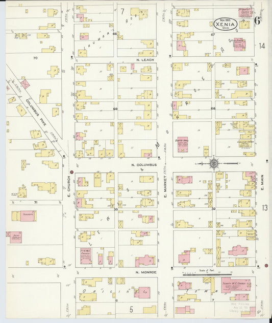 Sanborn Fire Insurance Map from Xenia, Greene County, Ohio (1910), Sheet #0006 - Historic Sanborn Fire Insurance Map Print, vintage old map wall art, antique decor, genealogy gift, Ohio Ohio map
