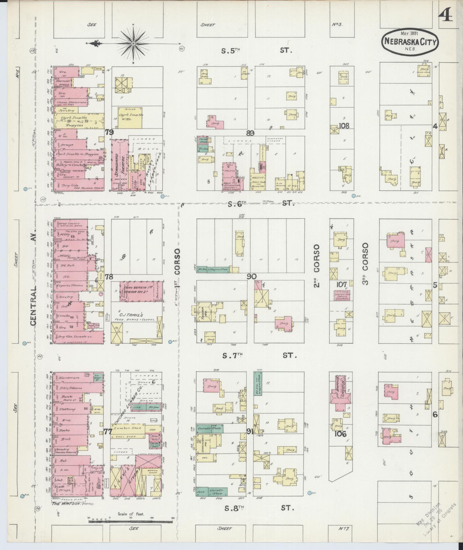 Sanborn Fire Insurance Map from Nebraska City, Otoe County, Nebraska (1891), Sheet #0004 - Complete Map Set gallery image, historic Sanborn map, vintage wall art, Nebraska Nebraska