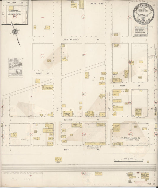 Sanborn Fire Insurance Map from Galata, Toole County, Montana (1930), Sheet #0001 - Historic Sanborn Fire Insurance Map Print, vintage old map wall art, antique decor, genealogy gift, Montana Montana map
