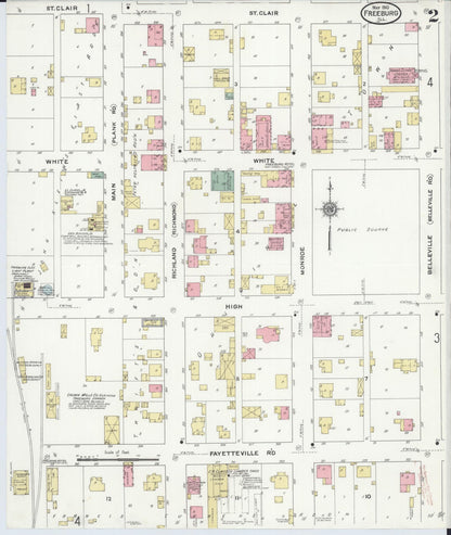 Sanborn Fire Insurance Map from Freeburg, Saint Clair County, Illinois (1910), Sheet #0002 - Complete Map Set gallery image, historic Sanborn map, vintage wall art, Illinois Illinois