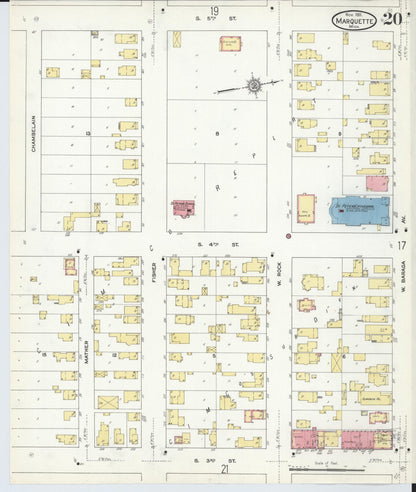 Sanborn Fire Insurance Map from Marquette, Marquette County, Michigan (1911), Sheet #0020 - Complete Map Set gallery image, historic Sanborn map, vintage wall art, Michigan Michigan