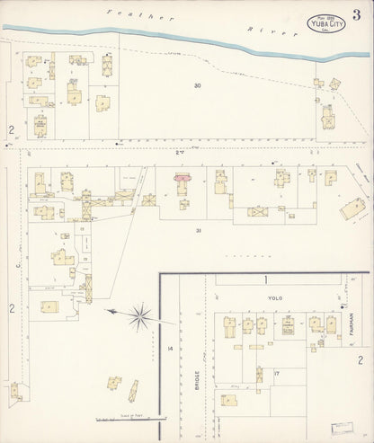 Sanborn Fire Insurance Map from Yuba City, Sutter County, California (1899), Sheet #0003 - Complete Map Set gallery image, historic Sanborn map, vintage wall art, California California