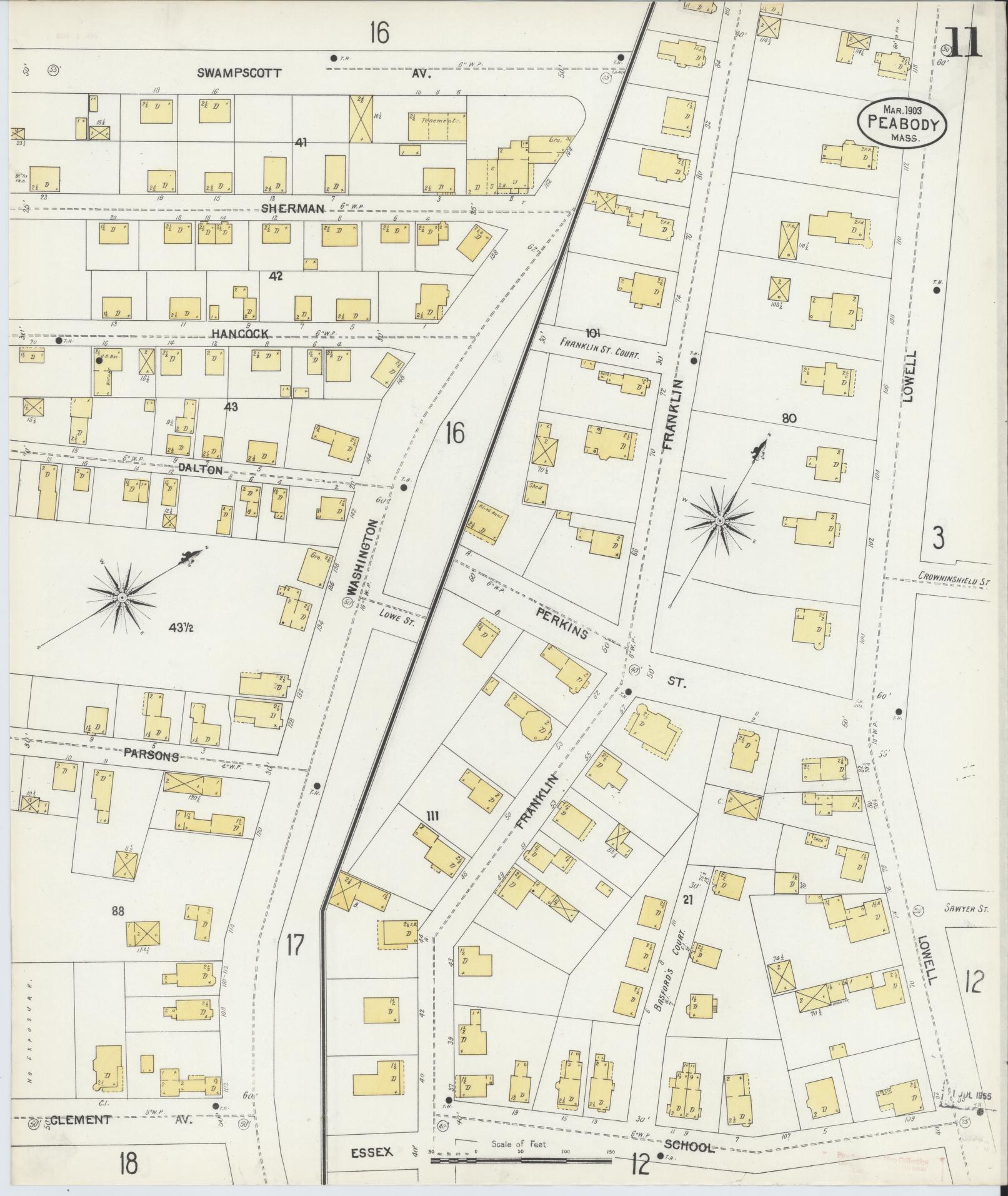 Sanborn Fire Insurance Map from Peabody, Essex County, Massachusetts (1903), Sheet #0011 - Complete Map Set gallery image, historic Sanborn map, vintage wall art, Massachusetts Massachusetts