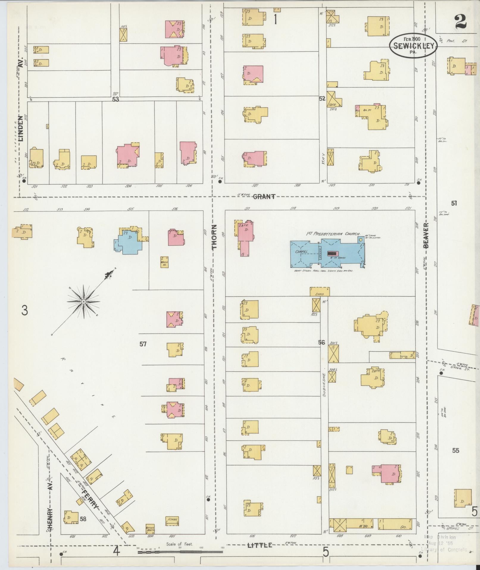 Sanborn Fire Insurance Map from Sewickley, Allegheny County, Pennsylvania (1900), Sheet #0002 - Complete Map Set gallery image, historic Sanborn map, vintage wall art, Pennsylvania Pennsylvania
