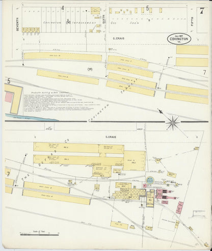 Sanborn Fire Insurance Map from Covington, Independent Cities, Virginia (1907), Sheet #0007 - Complete Map Set gallery image, historic Sanborn map, vintage wall art, Virginia Virginia
