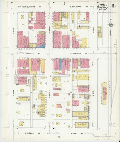 Sanborn Fire Insurance Map from Nowata, Nowata County, Oklahoma (1916), Sheet #0006 - Complete Map Set gallery image, historic Sanborn map, vintage wall art, Oklahoma Oklahoma