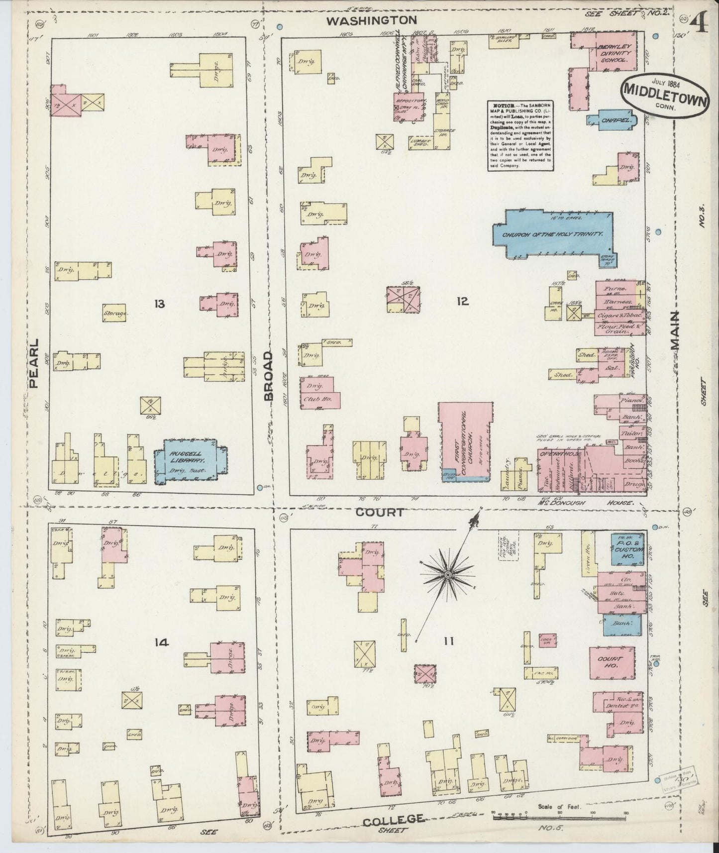 Sanborn Fire Insurance Map from Middletown, Middlesex County, Connecticut (1884), Sheet #0003 - Complete Map Set gallery image, historic Sanborn map, vintage wall art, Connecticut Connecticut