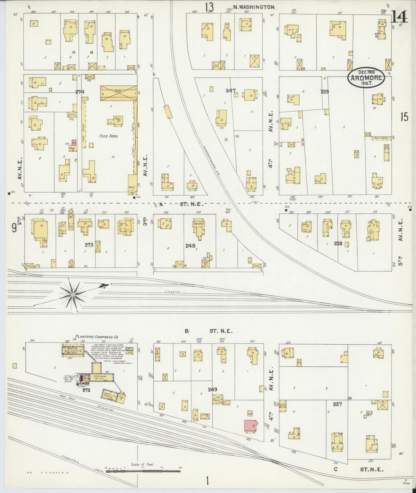 Sanborn Fire Insurance Map from Ardmore, Carter County, Oklahoma (1903), Sheet #0014 - Complete Map Set gallery image, historic Sanborn map, vintage wall art, Oklahoma Oklahoma