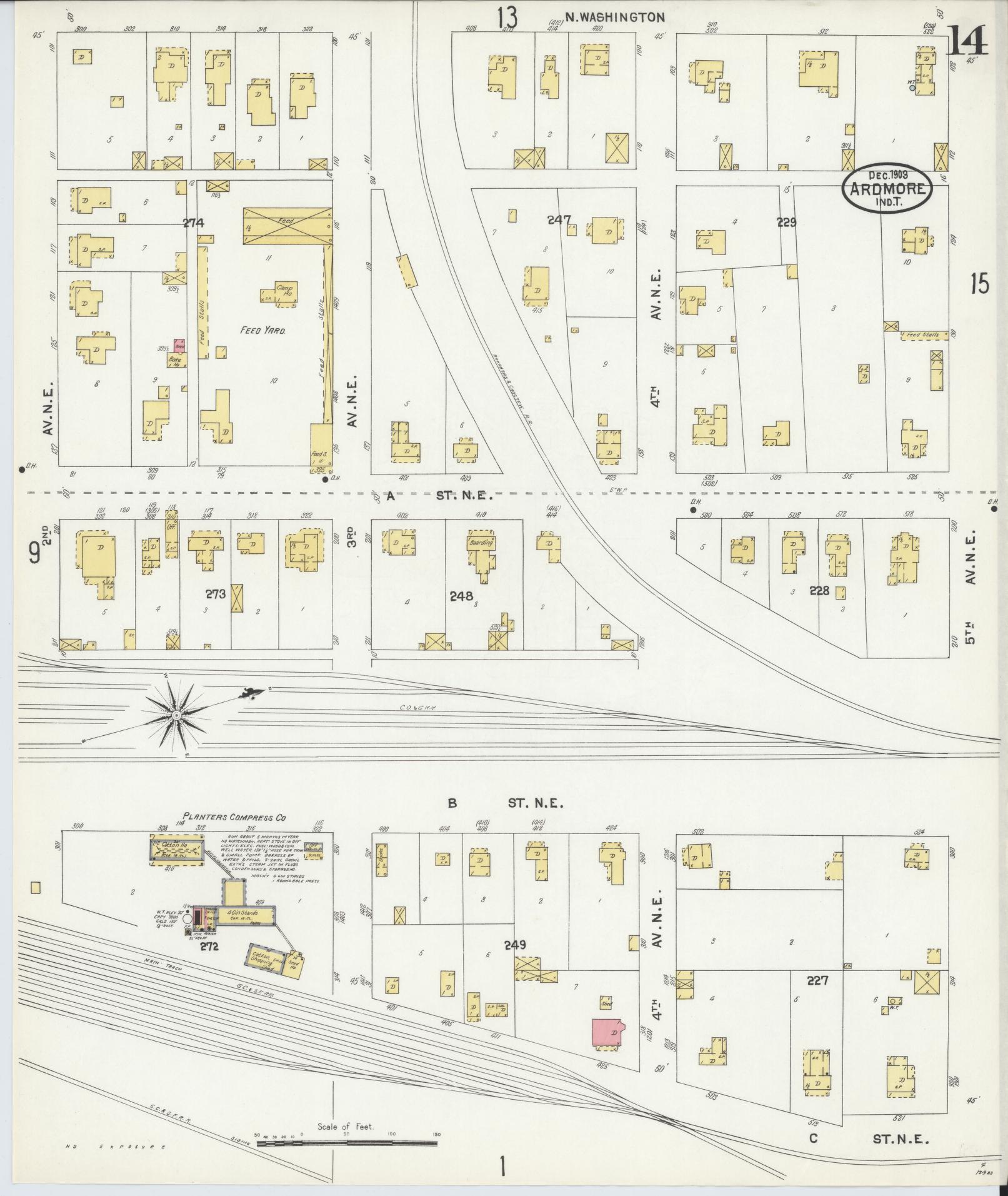 Sanborn Fire Insurance Map from Ardmore, Carter County, Oklahoma (1903), Sheet #0014 - Complete Map Set gallery image, historic Sanborn map, vintage wall art, Oklahoma Oklahoma