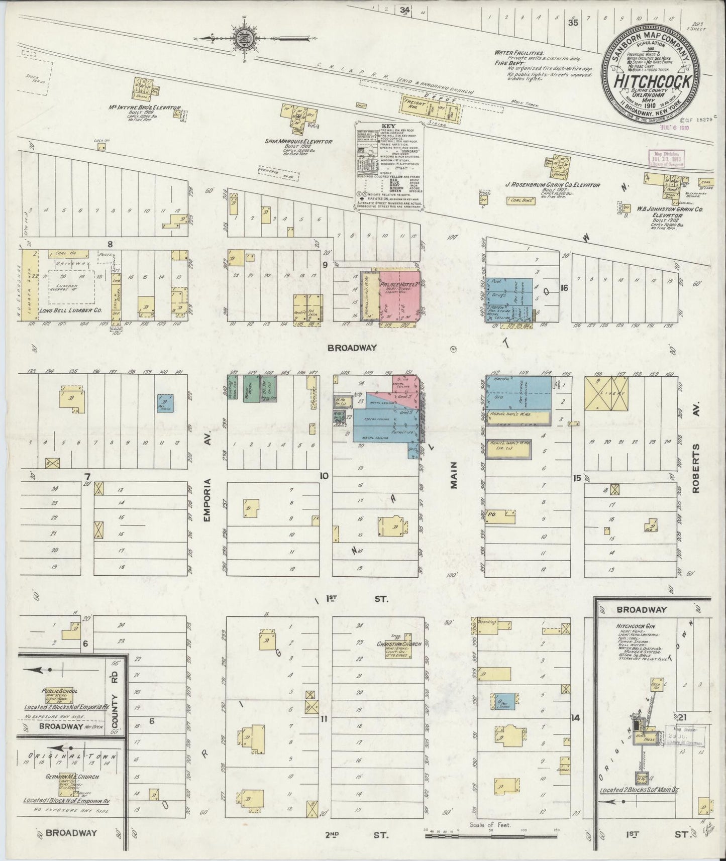 Sanborn Fire Insurance Map from Hitchcock, Blaine County, Oklahoma (1910), Sheet #0001 - Historic Sanborn Fire Insurance Map Print, vintage old map wall art, antique decor, genealogy gift, Oklahoma Oklahoma map