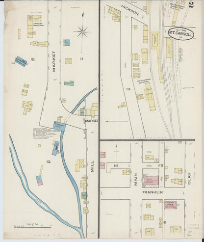 Sanborn Fire Insurance Map from Mount Carroll, Carroll County, Illinois (1885), Sheet #0002 - Complete Map Set gallery image, historic Sanborn map, vintage wall art, Illinois Illinois