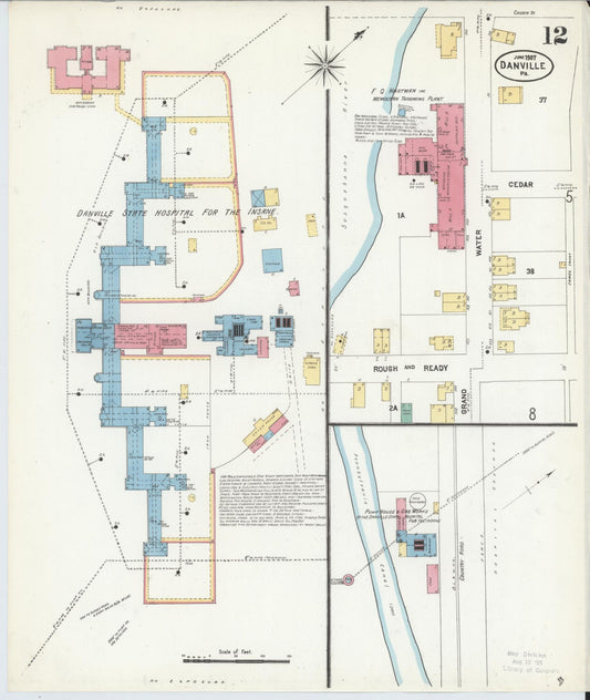 Sanborn Fire Insurance Map from Danville, Montour County, Pennsylvania (1907), Sheet #0012 - Historic Sanborn Fire Insurance Map Print, vintage old map wall art, antique decor, genealogy gift, Pennsylvania Pennsylvania map