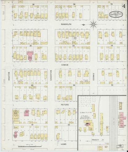 Sanborn Fire Insurance Map from Garrett, De Kalb County, Indiana (1895), Sheet #0004 - Complete Map Set gallery image, historic Sanborn map, vintage wall art, Indiana Indiana