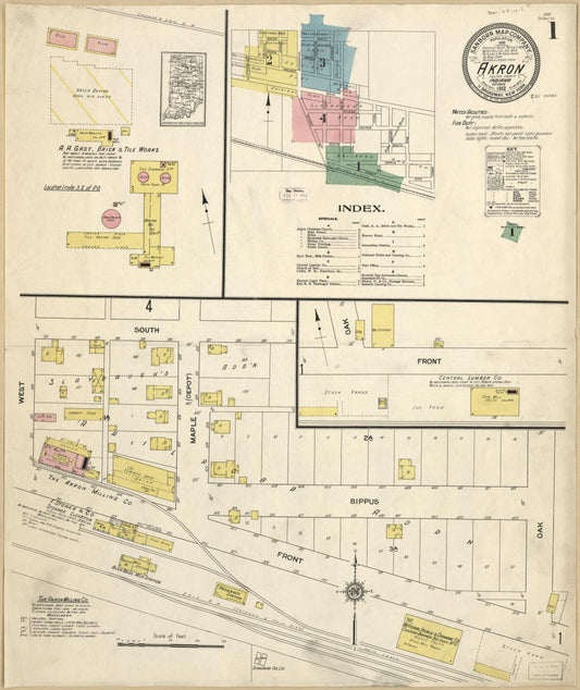 Sanborn Fire Insurance Map from Akron, Fulton County, Indiana (1912), Sheet #0001 - Historic Sanborn Fire Insurance Map Print, vintage old map wall art, antique decor, genealogy gift, Indiana Indiana map