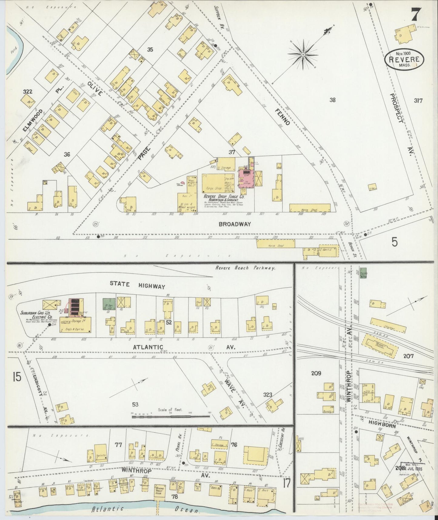 Sanborn Fire Insurance Map from Revere, Suffolk County, Massachusetts (1900), Sheet #0007 - Complete Map Set gallery image, historic Sanborn map, vintage wall art, Massachusetts Massachusetts