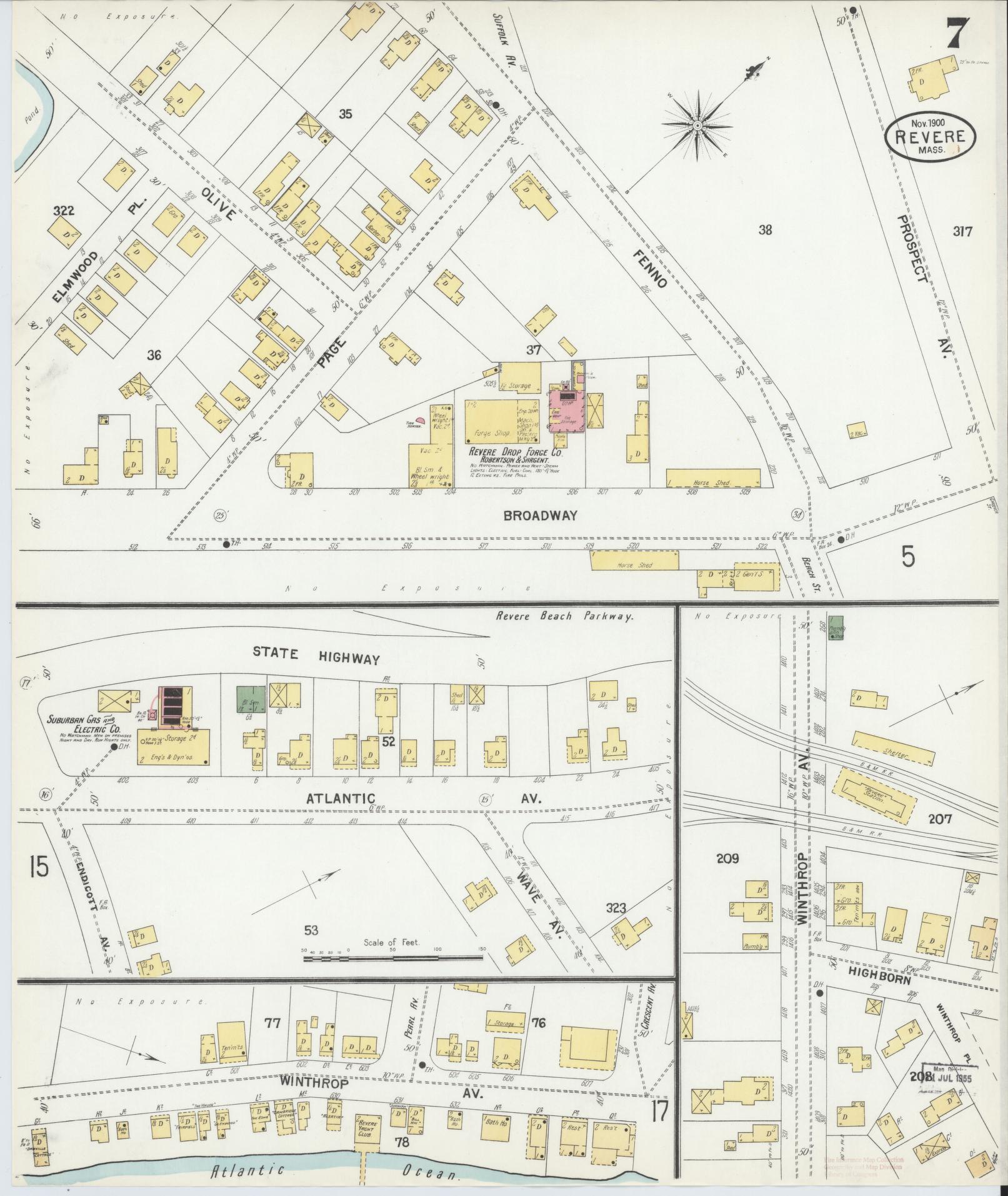 Sanborn Fire Insurance Map from Revere, Suffolk County, Massachusetts (1900), Sheet #0007 - Complete Map Set gallery image, historic Sanborn map, vintage wall art, Massachusetts Massachusetts