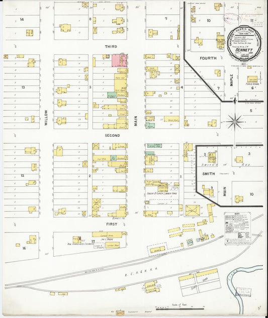 Sanborn Fire Insurance Map from Bennett, Cedar County, Iowa (1899), Sheet #0001 - Historic Sanborn Fire Insurance Map Print, vintage old map wall art