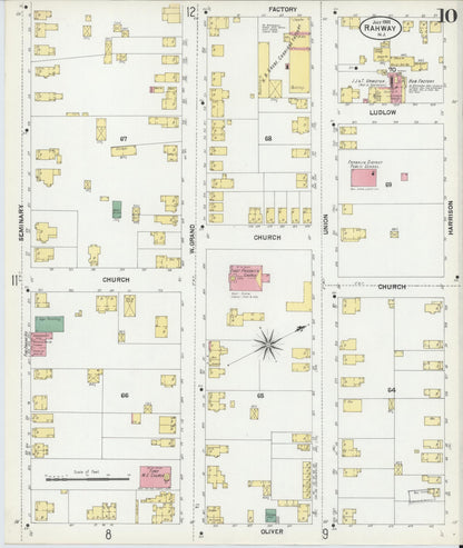 Sanborn Fire Insurance Map from Rahway, Union County, New Jersey (1901), Sheet #0010 - Historic Sanborn Fire Insurance Map Print, vintage old map wall art, antique decor, genealogy gift, New Jersey New Jersey map