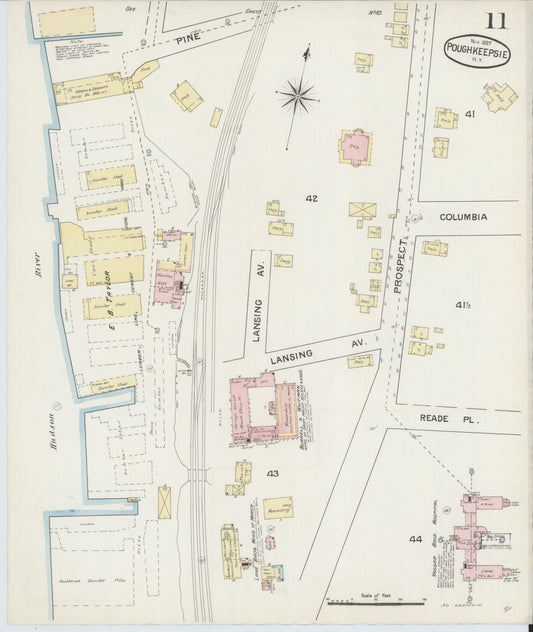 Sanborn Fire Insurance Map from Poughkeepsie, Dutchess County, New York (1887), Sheet #0011 - Historic Sanborn Fire Insurance Map Print, vintage old map wall art, antique decor, genealogy gift, New York New York map