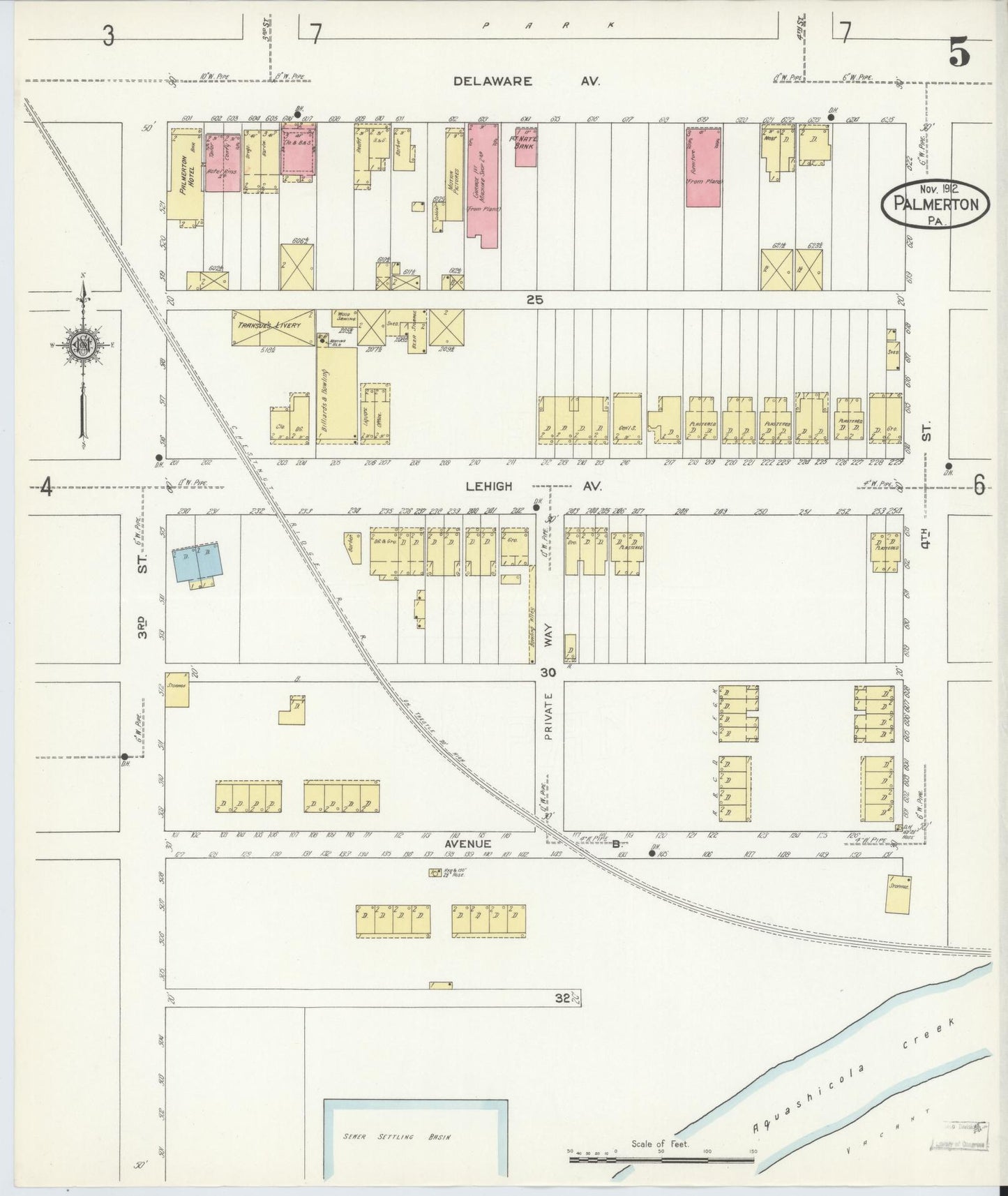 Sanborn Fire Insurance Map from Palmerton, Carbon County, Pennsylvania (1912), Sheet #0005 - Complete Map Set gallery image, historic Sanborn map, vintage wall art, Pennsylvania Pennsylvania