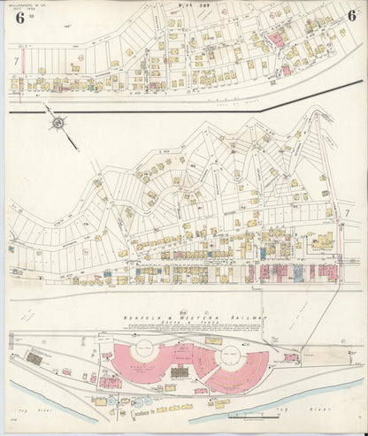 Sanborn Fire Insurance Map from Williamson, Mingo County, West Virginia (1943), Sheet #0006 - Complete Map Set gallery image, historic Sanborn map, vintage wall art, West Virginia West Virginia