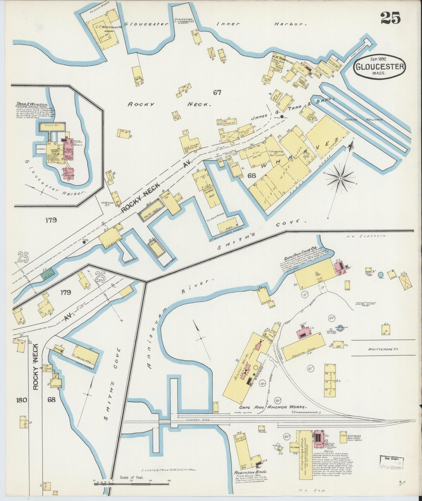 Sanborn Fire Insurance Map from Gloucester, Essex County, Massachusetts (1892), Sheet #0025 - Complete Map Set gallery image, historic Sanborn map, vintage wall art, Massachusetts Massachusetts