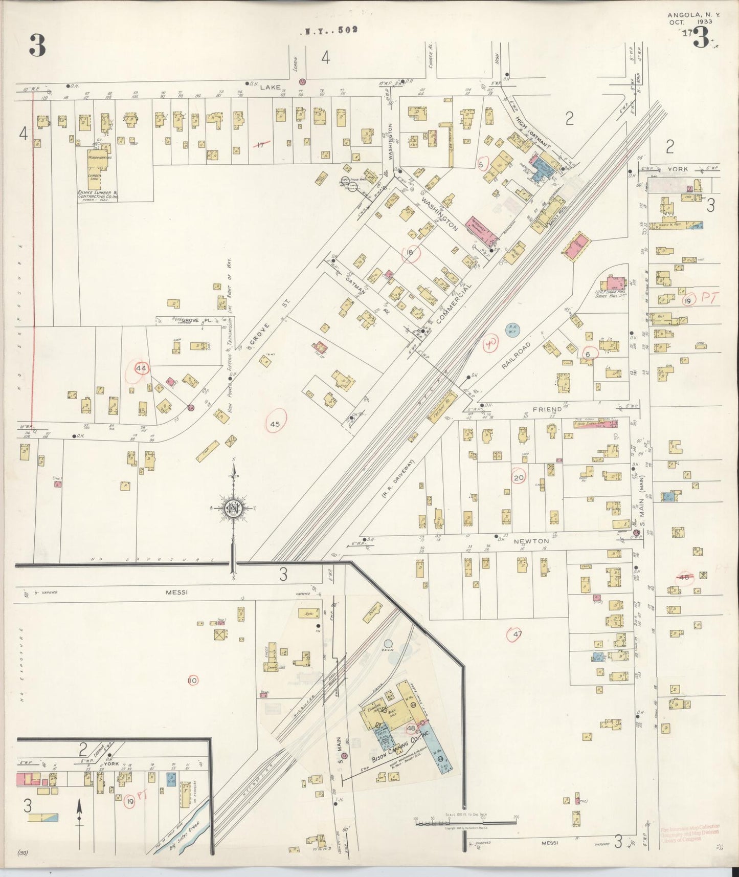 Sanborn Fire Insurance Map from Angola, Erie County, New York (1944), Sheet #0003 - Complete Map Set gallery image, historic Sanborn map, vintage wall art, New York New York