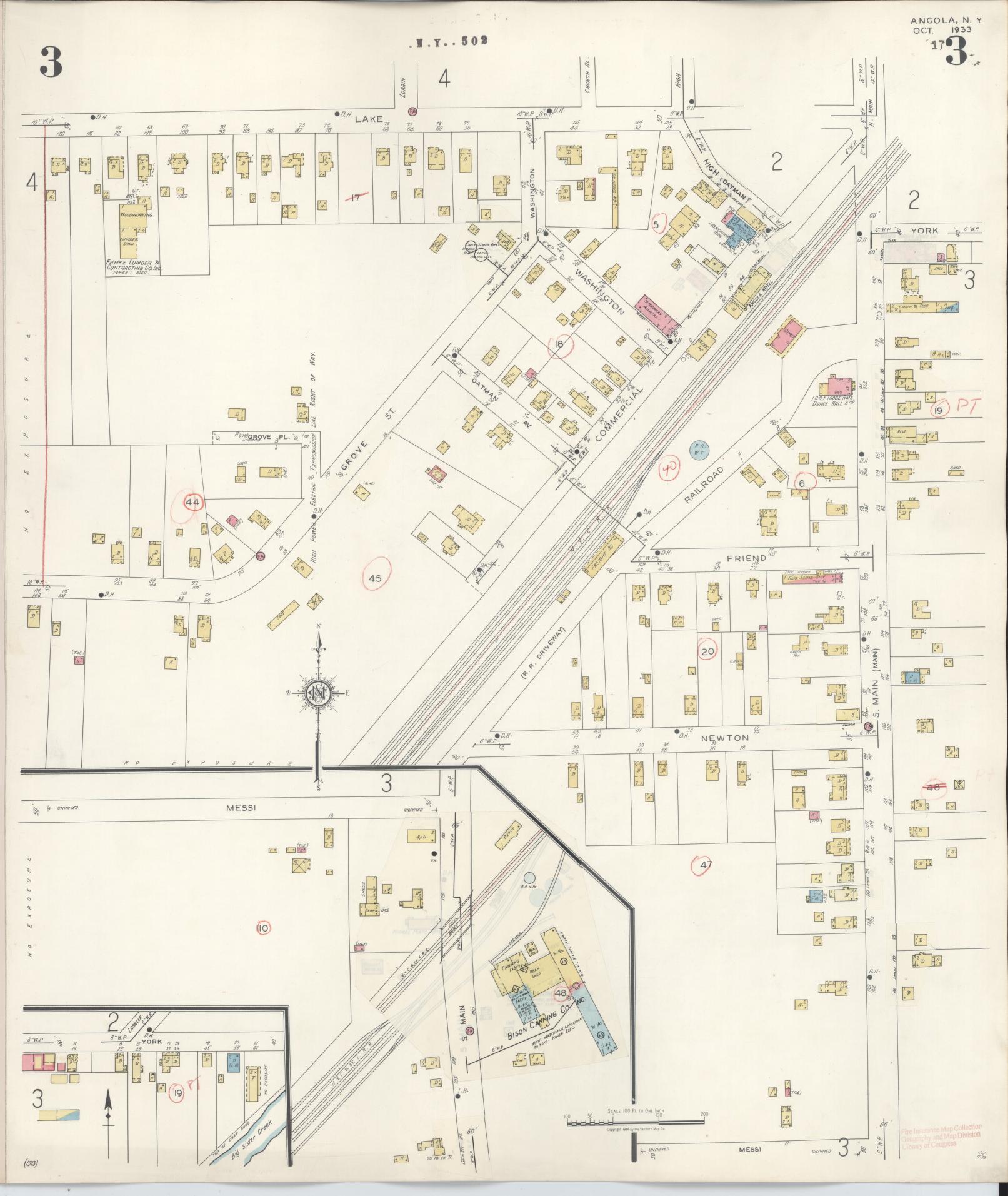 Sanborn Fire Insurance Map from Angola, Erie County, New York (1944), Sheet #0003 - Complete Map Set gallery image, historic Sanborn map, vintage wall art, New York New York