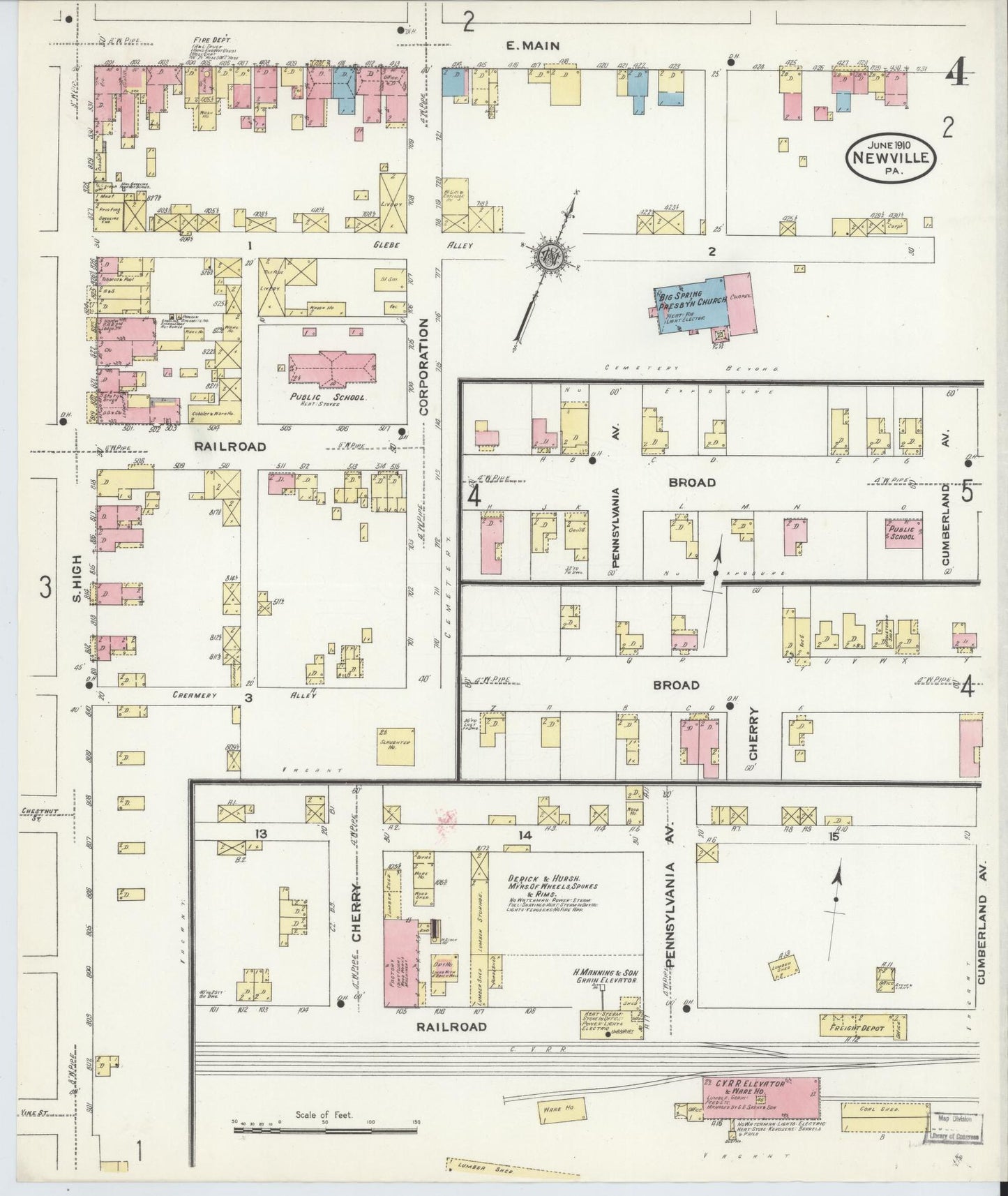 Sanborn Fire Insurance Map from Newville, Cumberland County, Pennsylvania (1910), Sheet #0004 - Complete Map Set gallery image, historic Sanborn map, vintage wall art, Pennsylvania Pennsylvania