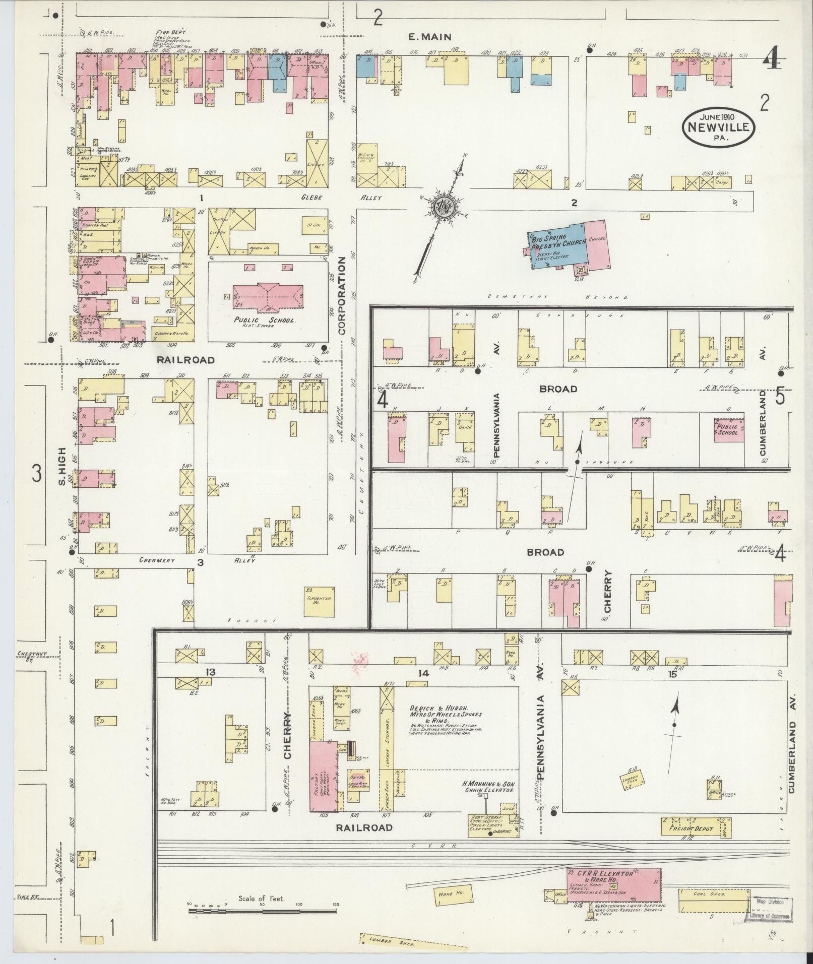 Sanborn Fire Insurance Map from Newville, Cumberland County, Pennsylvania (1910), Sheet #0004 - Complete Map Set gallery image, historic Sanborn map, vintage wall art, Pennsylvania Pennsylvania