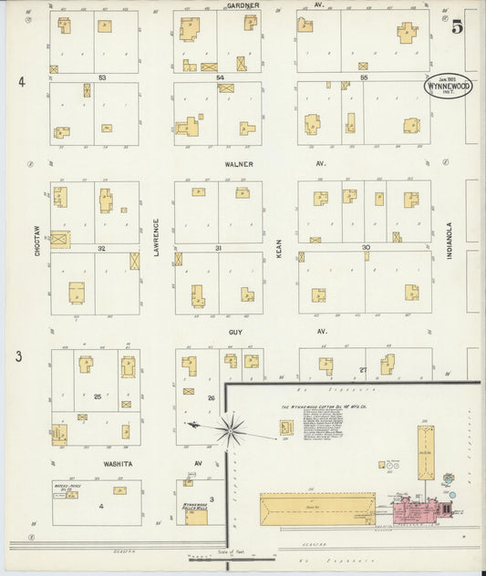 Sanborn Fire Insurance Map from Wynnewood, Garvin County, Oklahoma (1902), Sheet #0005 - Historic Sanborn Fire Insurance Map Print, vintage old map wall art, antique decor, genealogy gift, Oklahoma Oklahoma map