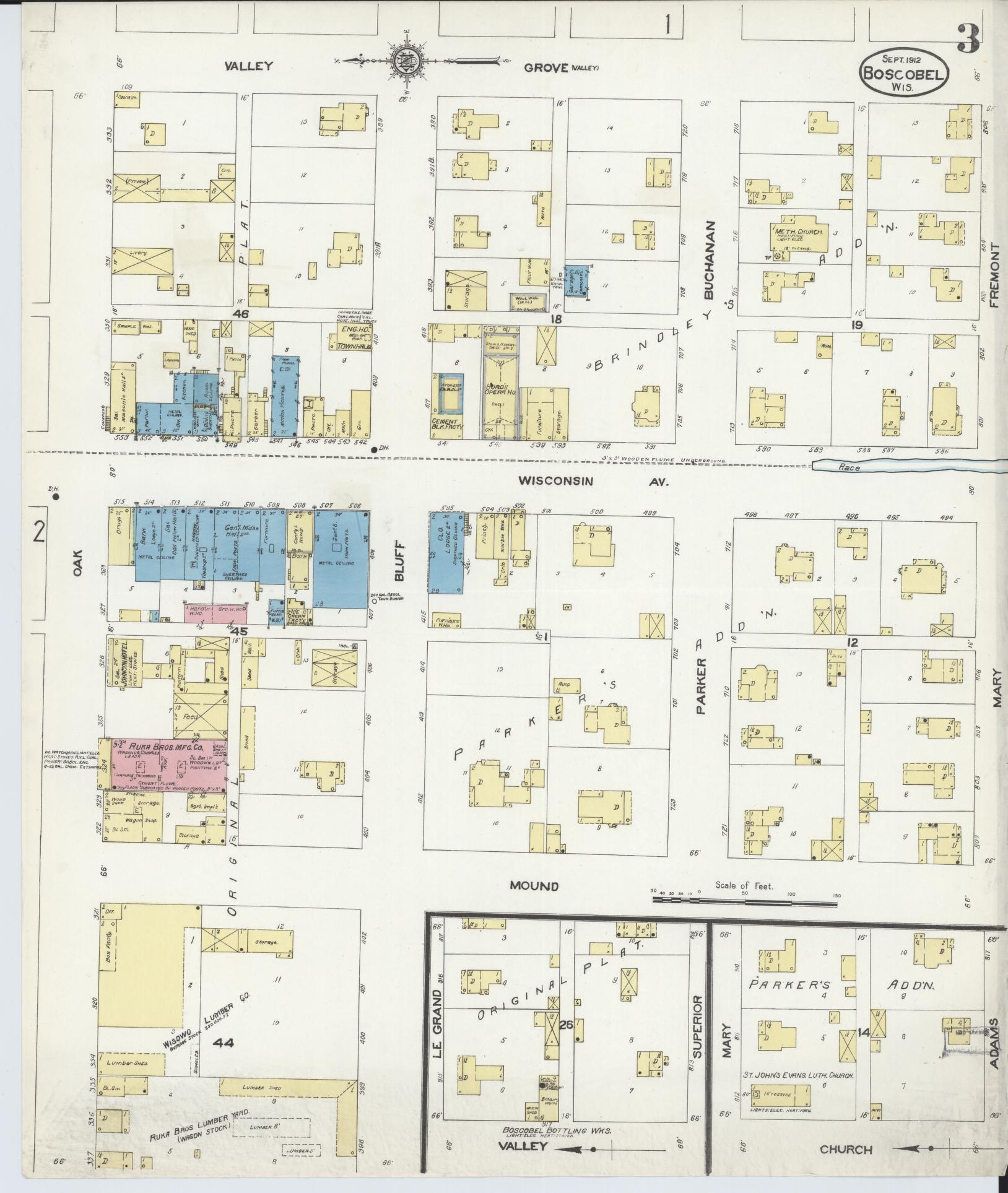 Sanborn Fire Insurance Map from Boscobel, Grant County, Wisconsin (1912), Sheet #0003 - Complete Map Set gallery image, historic Sanborn map, vintage wall art, Wisconsin Wisconsin