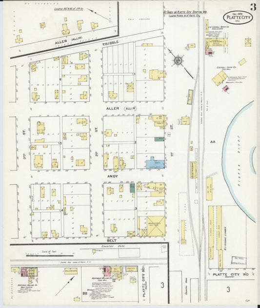 Sanborn Fire Insurance Map from Platte City, Platte County, Missouri (1909), Sheet #0003 - Historic Sanborn Fire Insurance Map Print, vintage old map wall art, antique decor, genealogy gift, Missouri Missouri map