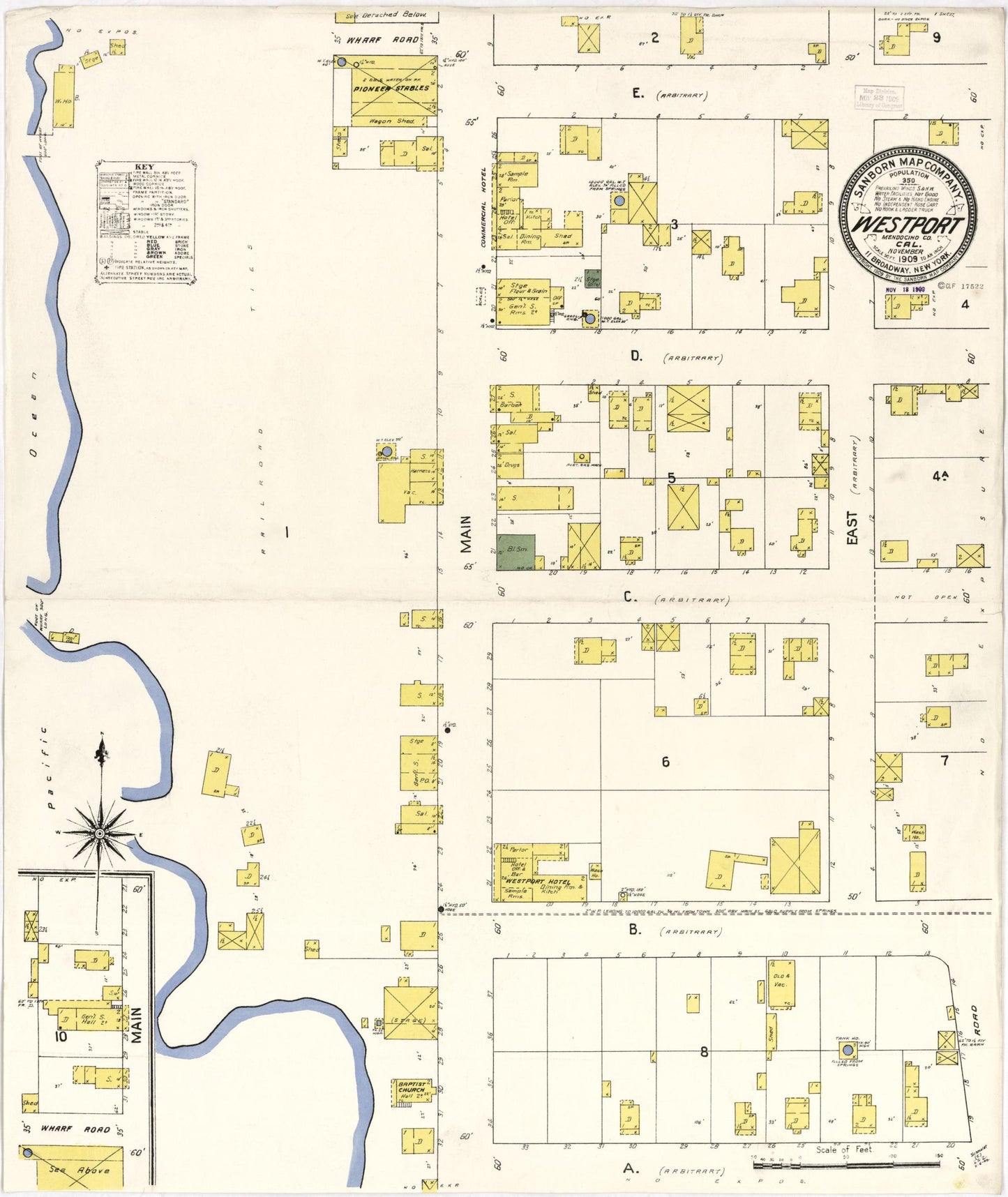 Sanborn Fire Insurance Map from Westport, Mendocino County, California. (1909) – Historic Sanborn Fire Insurance Map Print