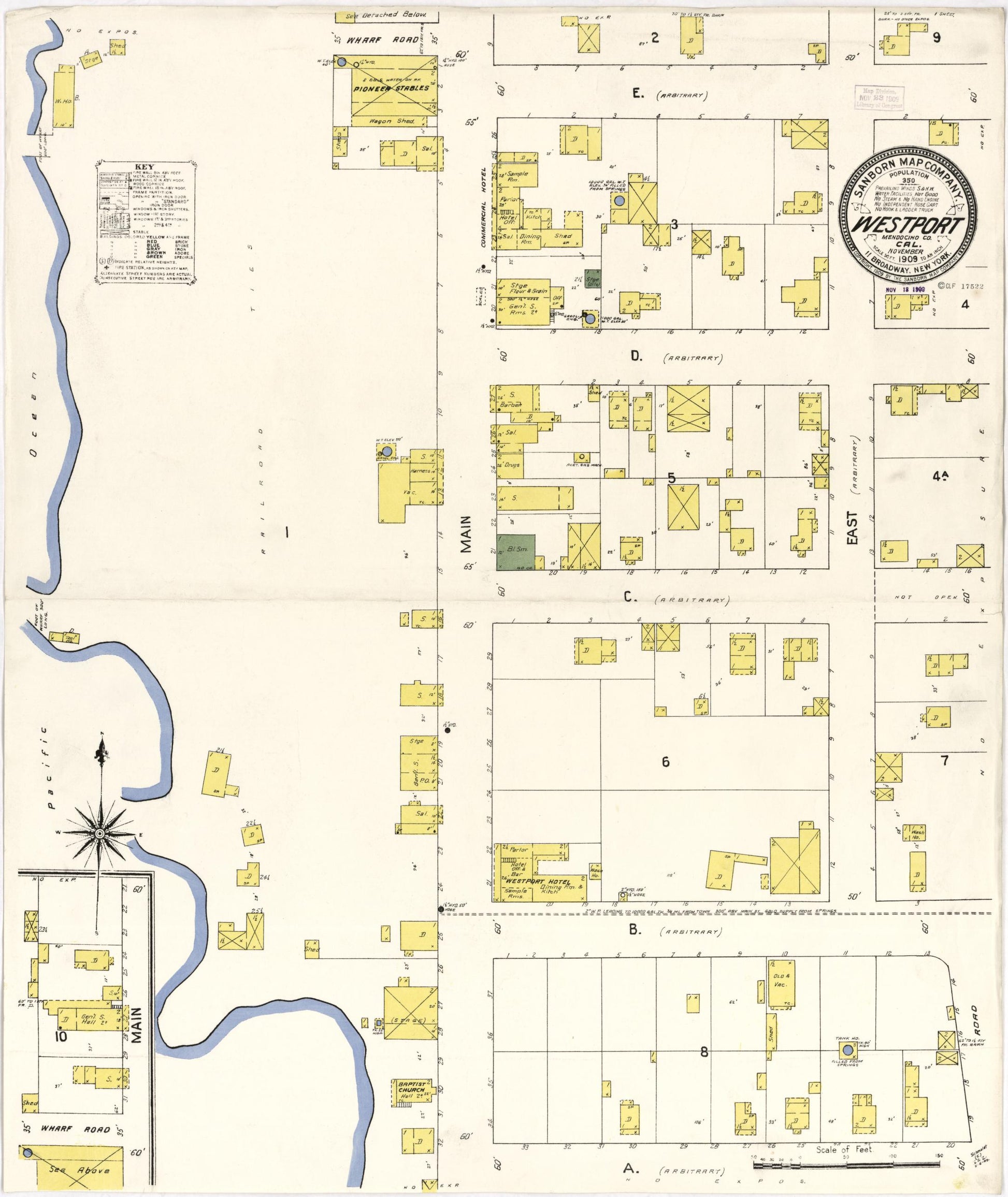 Sanborn Fire Insurance Map from Westport, Mendocino County, California. (1909) – Historic Sanborn Fire Insurance Map Print
