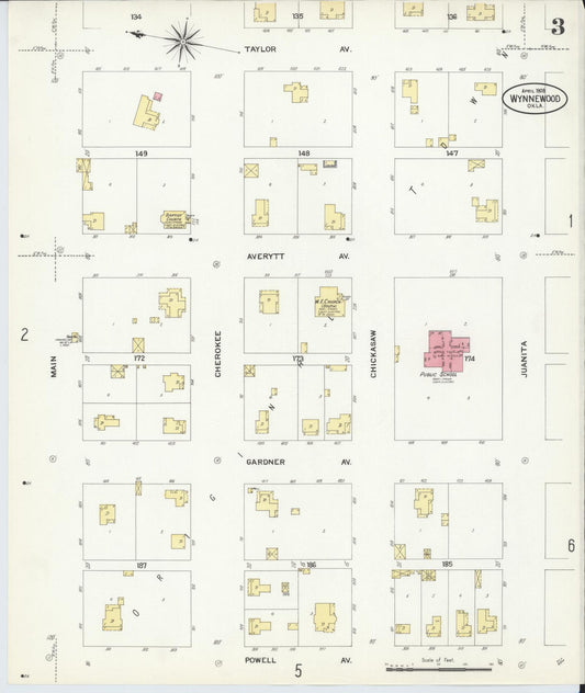 Sanborn Fire Insurance Map from Wynnewood, Garvin County, Oklahoma (1908), Sheet #0003 - Historic Sanborn Fire Insurance Map Print, vintage old map wall art, antique decor, genealogy gift, Oklahoma Oklahoma map