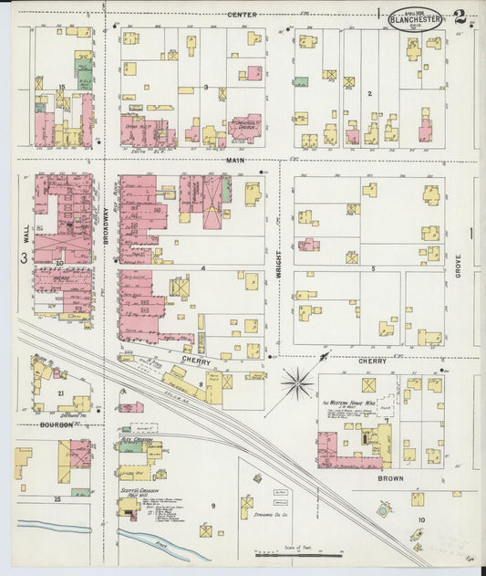 Sanborn Fire Insurance Map from Blanchester, Clinton County, Ohio (1898), Sheet #0002 - Historic Sanborn Fire Insurance Map Print, vintage old map wall art, antique decor, genealogy gift, Ohio Ohio map