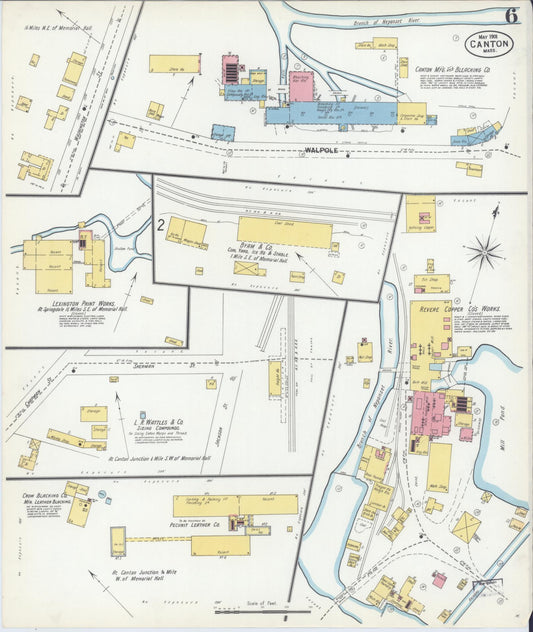 Sanborn Fire Insurance Map from Canton, Norfolk County, Massachusetts (1901), Sheet #0006 - Historic Sanborn Fire Insurance Map Print, vintage old map wall art, antique decor, genealogy gift, Massachusetts Massachusetts map