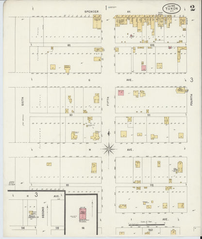 Sanborn Fire Insurance Map from Yukon, Canadian County, Oklahoma (1898), Sheet #0002 - Complete Map Set gallery image, historic Sanborn map, vintage wall art, Oklahoma Oklahoma
