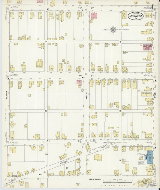Sanborn Fire Insurance Map from Catawissa, Columbia County, Pennsylvania (1913), Sheet #0004 - Historic Sanborn Fire Insurance Map Print, vintage old map wall art, antique decor, genealogy gift, Pennsylvania Pennsylvania map