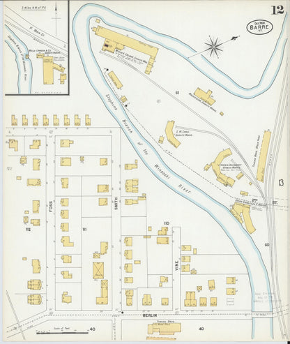 Sanborn Fire Insurance Map from Barre, Washington County, Vermont (1900), Sheet #0012 - Complete Map Set gallery image, historic Sanborn map, vintage wall art, Vermont Vermont
