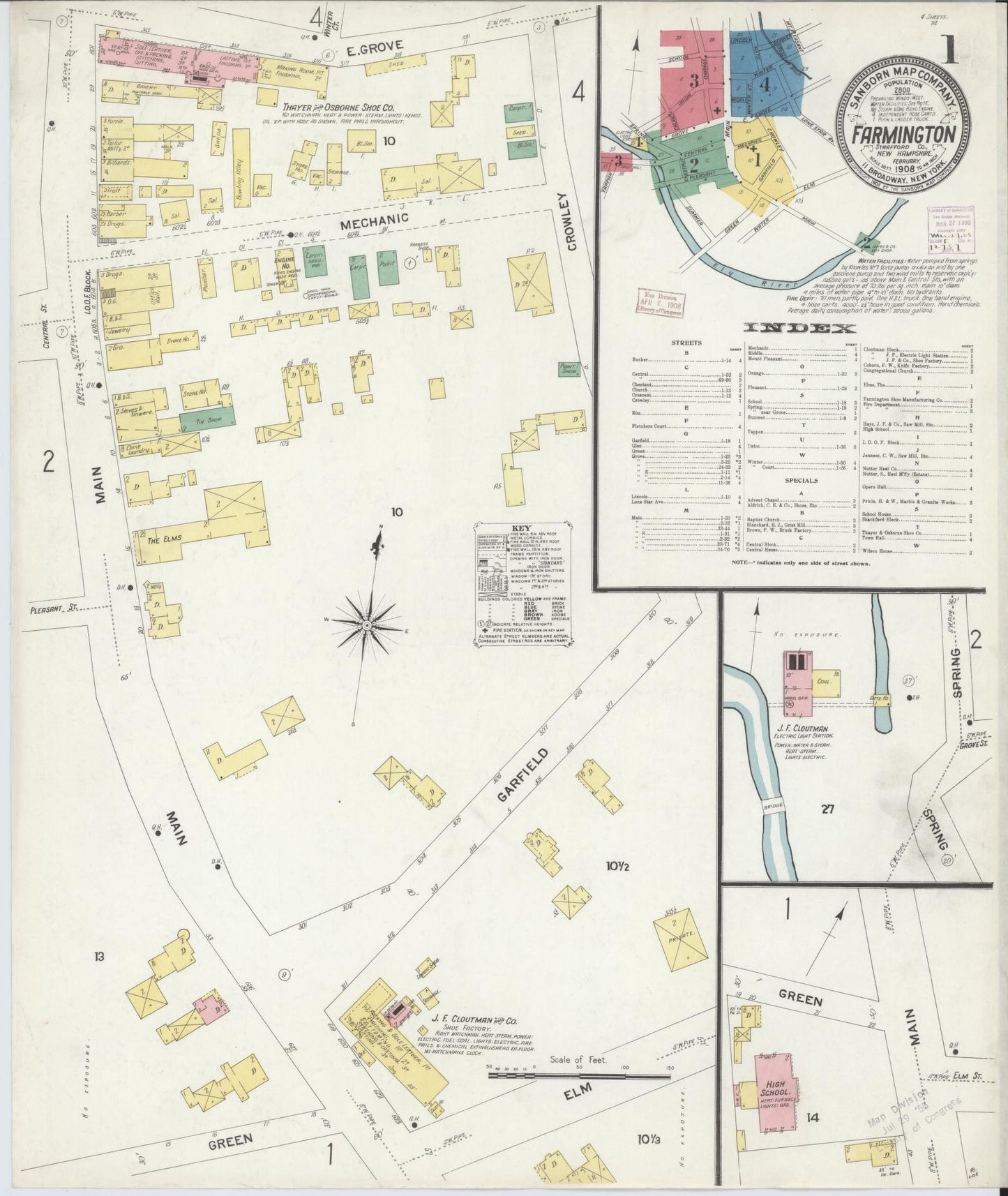 Sanborn Fire Insurance Map from Farmington, Strafford County, New Hampshire. (1908) – Historic Sanborn Fire Insurance Map Print