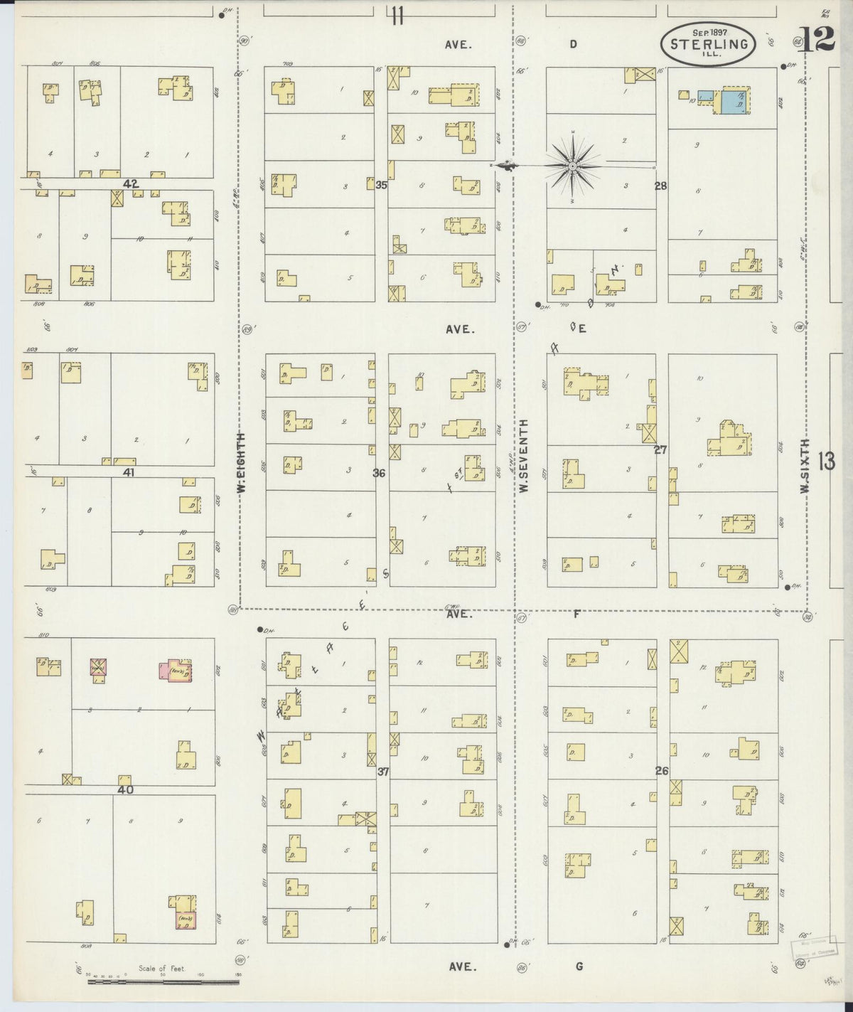Sanborn Fire Insurance Map from Sterling, Whiteside County, Illinois (1897), Sheet #0012 - Complete Map Set gallery image, historic Sanborn map, vintage wall art, Illinois Illinois