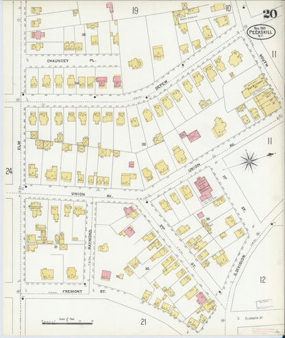 Sanborn Fire Insurance Map from Peekskill, Westchester County, New York (1905), Sheet #0020 - Complete Map Set gallery image, historic Sanborn map, vintage wall art, New York New York