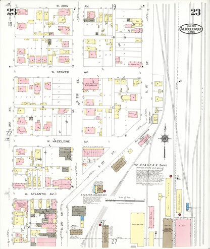 Sanborn Fire Insurance Map from Albuquerque, Bernalillo County, New Mexico (1924), Sheet #0023 - Complete Map Set gallery image, historic Sanborn map, vintage wall art, New Mexico New Mexico