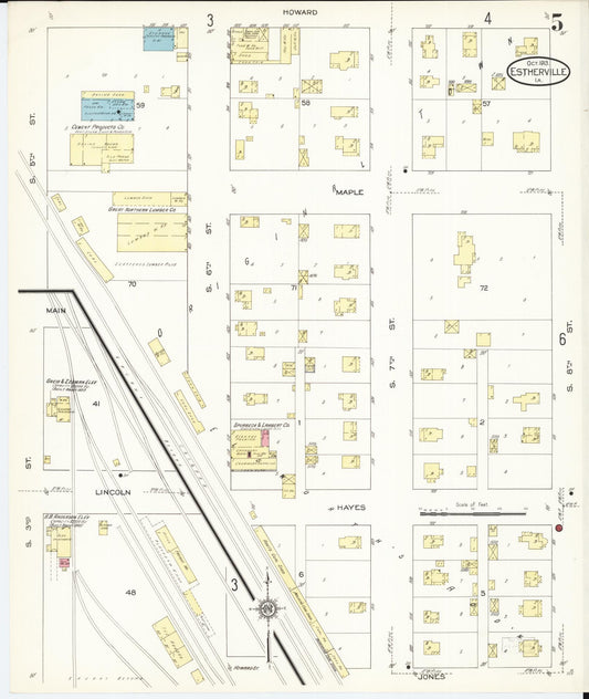 Sanborn Fire Insurance Map from Estherville, Emmet County, Iowa (1913), Sheet #0005 - Historic Sanborn Fire Insurance Map Print, vintage old map wall art
