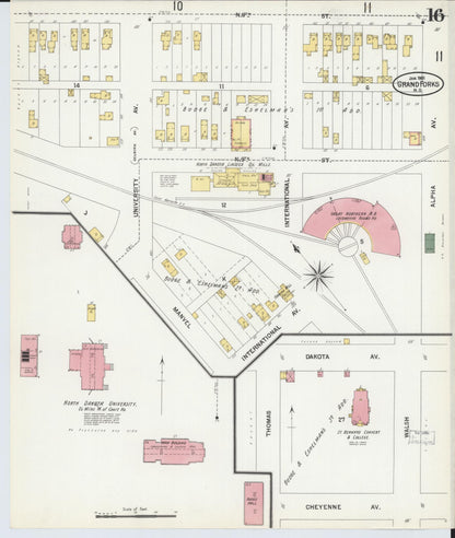 Sanborn Fire Insurance Map from Grand Forks, Grand Forks County, North Dakota (1901), Sheet #0016 - Complete Map Set gallery image, historic Sanborn map, vintage wall art, North Dakota North Dakota