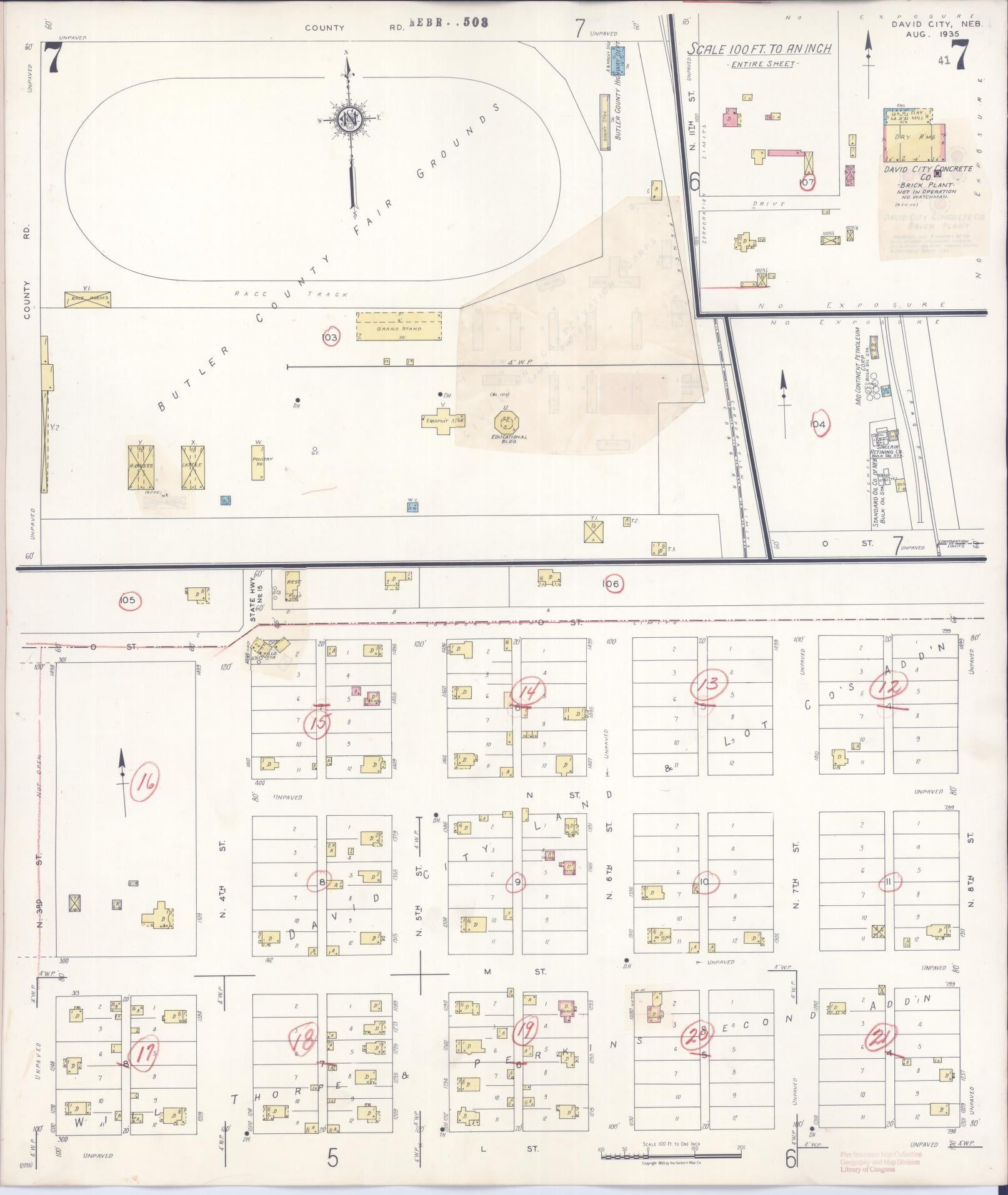 Sanborn Fire Insurance Map from David City, Butler County, Nebraska (1944), Sheet #0007 - Historic Sanborn Fire Insurance Map Print, vintage old map wall art, antique decor, genealogy gift, Nebraska Nebraska map