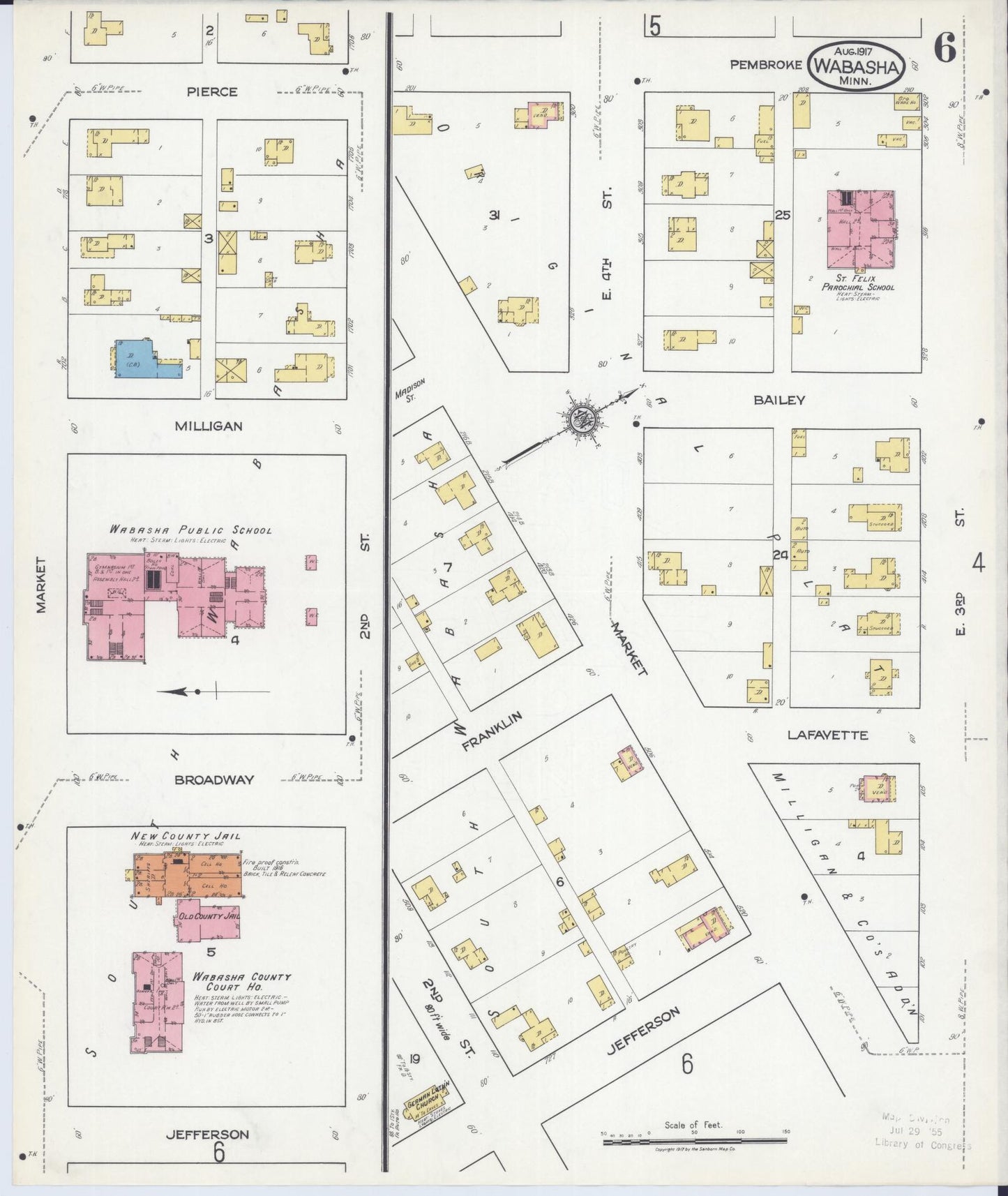 Sanborn Fire Insurance Map from Wabasha, Wabasha County, Minnesota (1917), Sheet #0006 - Complete Map Set gallery image, historic Sanborn map, vintage wall art, Minnesota Minnesota